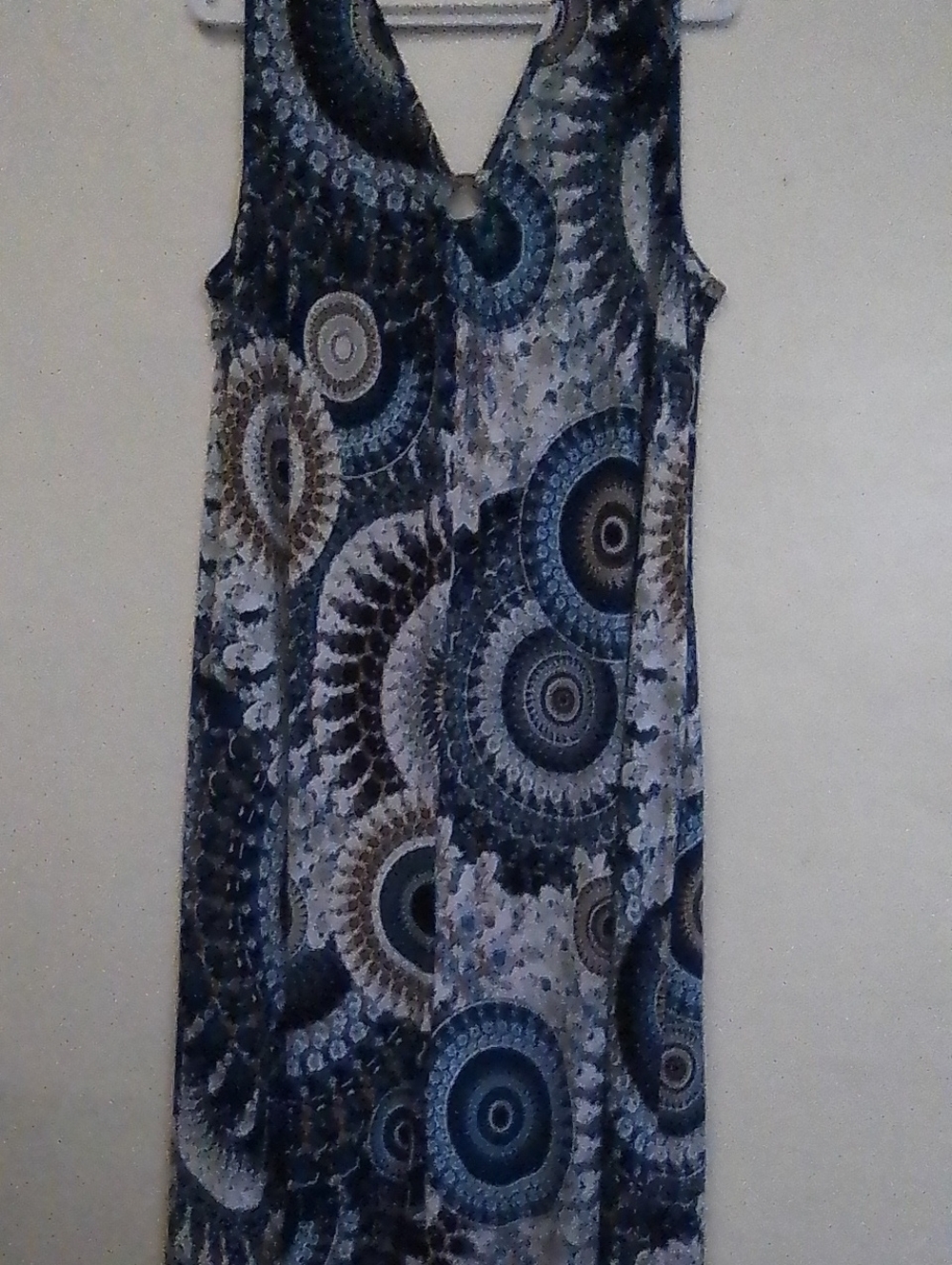 Sami & Jo Woman 2x Sleeveless Blue Patterned, Wide Leg Jumpsuit